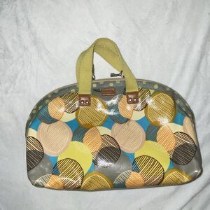 Fossil Original Brand Key-per Dome Satchel Canvas Coated Retro Print